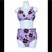 Kate Spade Swim | Kate Spade Scallop Bikini 2pc Bathing Suit Lilac Swimsuit Sz M Floral | Color: Brown/Purple | Size: M