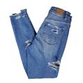 American Eagle Outfitters Jeans | American Eagle Outfitters Blue Distressed Mom Jean Denim Jeans Size 00 | Color: Blue | Size: 00