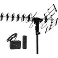 Five Star TV Antenna Outdoor Up to 200 Miles Long Range with Motorized 360 Degree Rotation UHF/VHF/FM Radio with Infrared Remote Control Advanced Design