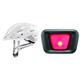 uvex True - Leichter Allround-Helm für Damen - White-Silver - 55-58 cm & uvex Plug-in LED XB048 Licht - passend für uvex Finale & uvex True Modelle - Dauer- oder Blinklicht - Black-red - one Size