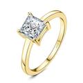 JewelryPalace Princess Cut 1ct Moissanite Solitaire Engagement Rings for Her, 14K Yellow Gold Plated 925 Sterling Silver Promise Ring for Women, Anniversary Wedding Ring Jewellery Sets VVS D-F R