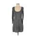 BCBGMAXAZRIA Cocktail Dress - Shift Scoop Neck 3/4 sleeves: Gray Dresses - Women's Size Small
