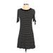 LA Hearts Casual Dress - A-Line Crew Neck Short sleeves: Black Print Dresses - Women's Size Small