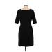 Tahari Casual Dress - Sheath Crew Neck Short sleeves: Black Print Dresses - Women's Size 4 Petite