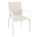 Grosfillex Expert Grosfillex Sunset tackable Armchair Plastic/Resin/Plastic/Acrylic/Plastic/Sling in White/Brown | 35 H x 24 W x 25 D in | Outdoor Furniture | Wayfair