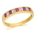 9ct Gold Diamond And Ruby Half Eternity Ring - D8843-O