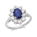 9ct White Gold 1.2 Carat Sapphire And 1 Carat Diamond Cluster Ring - D6358