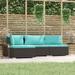 Ebern Designs 4 Piece Patio Lounge Set w/ Cushions Poly Rattan Wicker/Rattan in Blue/Black | 23.8 H x 82.7 W x 27.6 D in | Wayfair