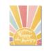 Trinx You Make Me Happy Yellow Striped Sunshine Calligra Picture Frame Textual Art on MDF Wood/Canvas in Brown | 20 H x 16 W x 1.5 D in | Wayfair