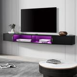 Wrought Studio™ Mikayla Floating TV Stand Wood in Black | 6.8 H x 70 W x 8 D in | Wayfair B1C0FAEACAAB4C66B7D06B08FD80617B