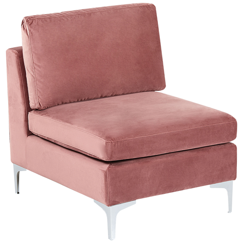 Mittelstück für Sofa Rosa Polsterbezug aus Samtstoff mit Rückenlehne Metallgestell Modernes Glamour Design Wohn- und Arbeitszimmer Flur