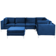 Modulares Sofa mit Ottomane linksseitig Blau Polsterbezug aus Samtstoff mit Metallgestell Silber Wohnzimmer Salon Möbel