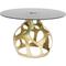 Table à manger 6 personnes en aluminium doré et verre noir D120