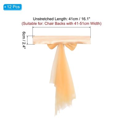 12Pcs Stretch Satin Chair Sashes Bows Chair Bands Decor Floating Tied - 12 Pack