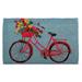 1'6"x2'6" Bike Rider Coir Rectangle Indoor and Outdoor Coir Door Welcome Mat Red Bike on Blue Background