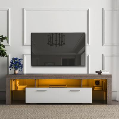 Modern TV Cabinet with 16 RGB LED Light, 4 Light Modes & Brightness Adjustments, Ideal for Living Room Entertainment Center