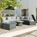 10-Piece Outdoor Half Round Patio Rattan Sectional Sofa Set, PE Wicker Conversation Furniture Set for Free Combination Design