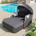 79.9" Outdoor Sunbed Double Chaise Lounges with Adjustable Canopy