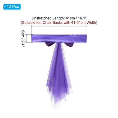 12Pcs Stretch Satin Chair Sashes Bows Chair Bands Decor Floating Tied - 12 Pack