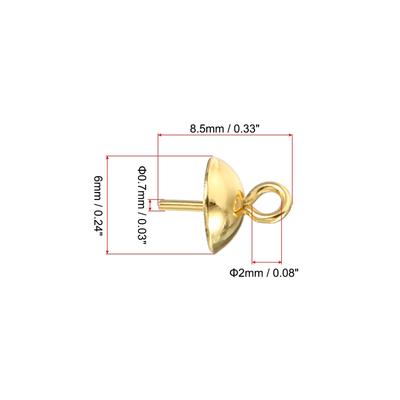 Eye Pin Bail Peg Pendants, 20Pcs 6x3mm Steel Mini Eye Pin, Gold Tone - Gold Tone