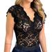 Lingerie for Women Shirt Lace Shirt See Through Casual Slim Fit Tops Plus Size Short Sleeve Deep V Neck Temperament Trim Plunging Neck Lace Top Vest Size S 5XL