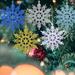 Hadanceo 6 Pcs 10cm DIY Artificial Glitter Snowflake Hanging Ornaments Xmas Tree Decor