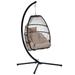 Patio Wicker folding Hanging Chair Rattan Swing Hammock Egg Chair with X type Base and C Type bracket with cushion and pillow for Patio Bedroom Balcony Indoor Outdoor