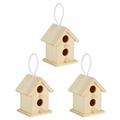 3Pcs Wooden Bird House Innovative Outdoor Wooden Bird House Nesting Cage Ornament Hanging Birdhouse for Outside Garden Decoration Unfinished Paintable Birdhouses