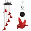 Yoone Wind Chime Light Long Working Time Color-changing Energy-saving Solar Red Bird Wind Chimes LED Light for Home