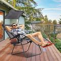 Vicamelia Folding Recliner with Shade Canopy & Cup Holder Adjustable Lounge Chair for Indoor Outdoor Patio Poolside Gray