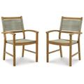 Signature Design by Ashley Casual Janiyah Outdoor Dining Arm Chair (Set of 2) Light Brown