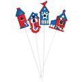 Patriotic Birdhouse Stakes Crafted with Weather Resistant Metal Outdoor DÃ©cor - Set of 4 Each Measures 12 High With Garden Stake by Fox RiverTM Creations