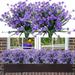 GRNSHTS 10 Bundles Artificial Flowers Fake Boxwood Plants Faux Plastic Lotus Shrubs UV Resistant No Fade Faux Greenery for Home Garden Hanging Planter Porch Patio Decoration (Purple)