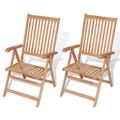 Anself 2 Piece Folding Reclining Patio Chairs Teak Wood Backrest Adjustable Wooden Outdoor Chair for Garden Backyard Poolside Beach Outdoor Furniture 22.4 x 28.1 x 42.9 Inches (W x D x H)