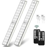 EastVita 32 LED Under Closet Light Cabinet Lighting Wireless Rechargeable Magnetic Closet Light Bar Dimmable Timmer Night Light for Closet Hallway Stairway- 2Pack