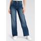 Weite Jeans HERRLICHER "Gila Sailor Long Organic" Gr. 29, Länge 34, blau (resolution) Damen Jeans Weite