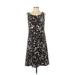 Jones New York Casual Dress - A-Line: Black Paint Splatter Print Dresses - Women's Size 4