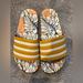 Adidas Shoes | Adidas Leaf Print Summer Slides Worn Twice Men's Size 7 / Women's 8.5 | Color: Gold/White | Size: 7