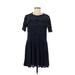 Chelsea28 Casual Dress - A-Line Crew Neck Short sleeves: Blue Print Dresses - Women's Size Medium