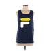 FILA Active Tank Top: Blue Color Block Activewear - Women's Size Medium