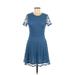 Divided by H&M Casual Dress - Fit & Flare: Blue Dresses - Women's Size 6