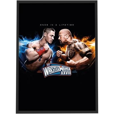 WWE John Cena The Rock Once in a Lfetime Flames Graphic Poster – gerahmt A3 Image