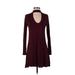 Express Casual Dress - Sweater Dress: Burgundy Dresses - Women's Size Small