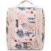 Narwey Hanging Toiletry Bag Cosmetic Travel Make up Organizer With Handle For Women Medium Beige Bird