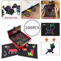 PENGXIANG Scratch Paper Art Set 200 Piece Rainbow Magic Scratch Paper for Kids Black Scratch it Off Art Crafts Notes Boards Sheet with 4 Wooden Stylus for Easter Party Game Christmas Birthday Gift