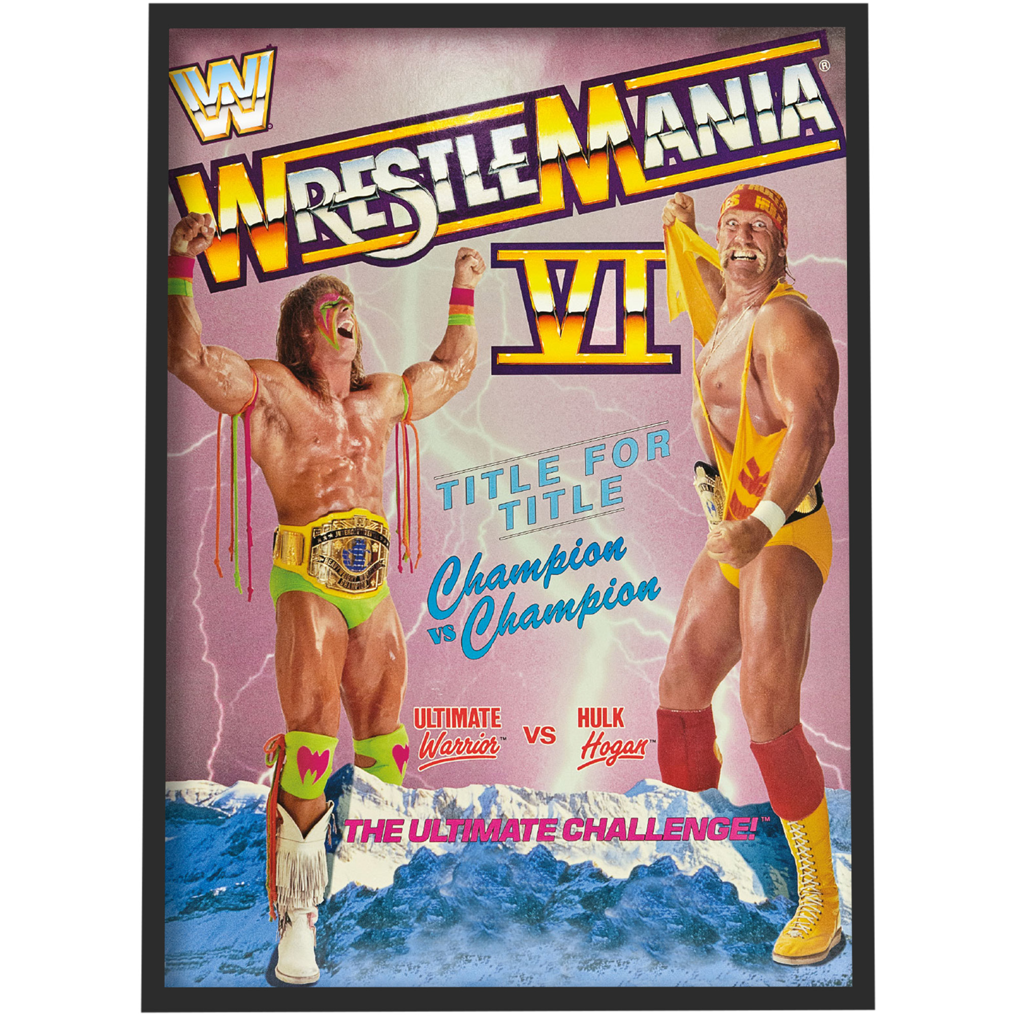 WWE WrestleMania Ultimate Warrior and Hulk Hogan Poster - Gerahmt A3 Image