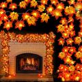 10FT 20 LED Thanksgiving Fall Garland Lights Maple Leaves String Lights Home Waterproof Battery Operated Autumn Decor for Home Fireplace Party Indoor Outdoor Thanksgiving Decorations