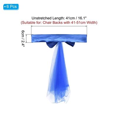 6Pcs Stretch Satin Chair Sashes Bows Chair Bands Decor Floating Tied - 6 Pack