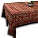 Cotton Block Print Rustic Floral Tablecloth Rectangle - 60 x 90 in