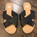 American Eagle Outfitters Shoes | Aeo Black Strap Sandal Slides | Color: Black/Tan | Size: 9